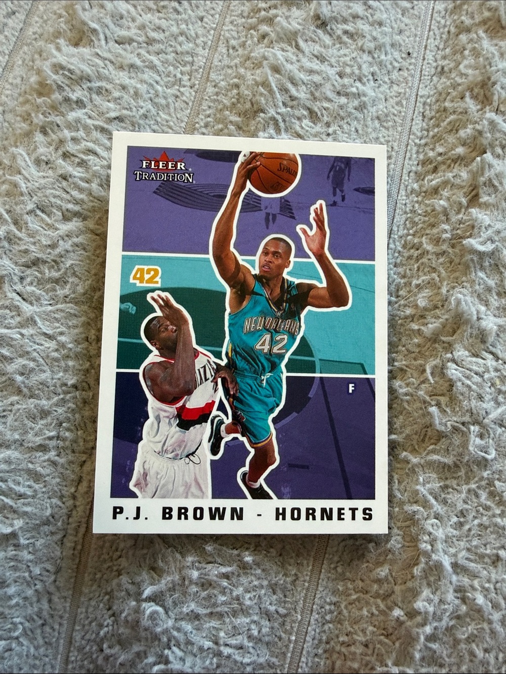 Fleer Tradition P.J. Brown Hornets Trading Card - Teal & Purple